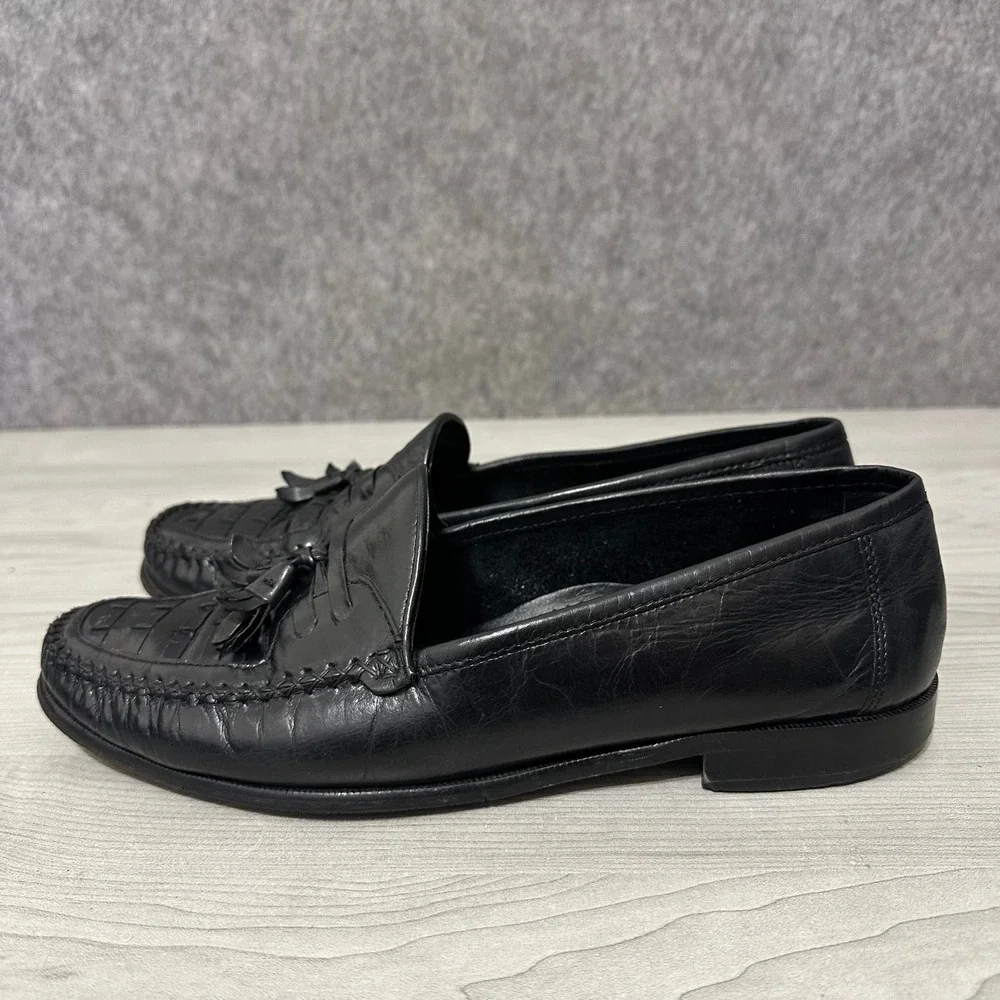 Giorgio Brutini Tassel Loafers Mens 10.5‎ Black Leather Slip On Moc Toe Dress
